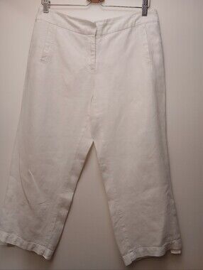 Eileen Fisher White Linen Blend Pants.Size S